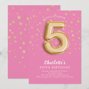 Foil Balloon Floral 5e anniversaire Invitation