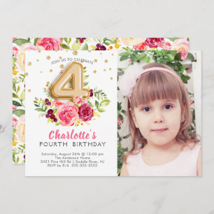 Foil Balloon Foto VIURTH Birthday Invitation Kaart