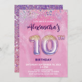 Foil Balloon Invitation 10e anniversaire (Devant / Derrière)