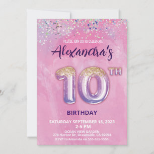 Foil Balloon Invitation 10e anniversaire