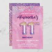 Foil Balloon Invitation 11e anniversaire (Devant / Derrière)