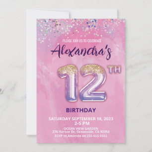 Foil Balloon Invitation 12e anniversaire