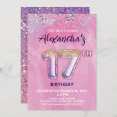 Foil Balloon Invitation 17e anniversaire (Devant / Derrière)