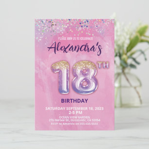 Foil Balloon Invitation 18e anniversaire