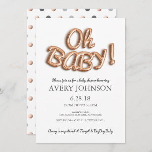 Foil Balloon Oh Baby Baby shower Invitation