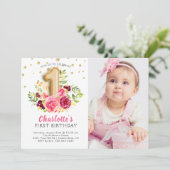 Foil Balloon photo Invitation pour le premier anni (Debout devant)