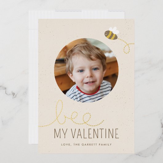 Foil Bee My Valentine Carte photo de vacances - Be (Enveloppe)