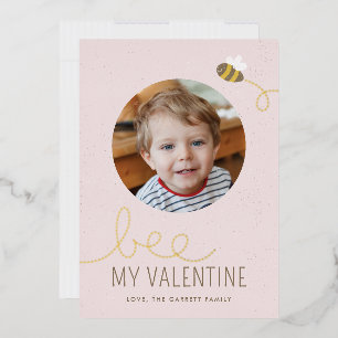 Foil Bee My Valentine Holiday Carte photo - Rose