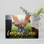 FOIL Bientôt Photo Faire-part de grossesse (Debout devant)