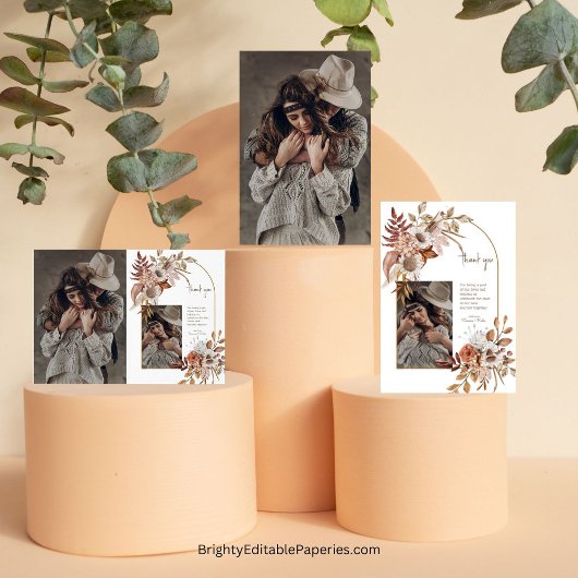 Foil Boho Cowboy & Bride Carte de remerciements Ma