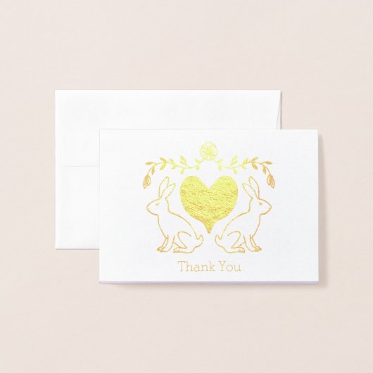 Foil Bunny & Carte de remerciements de coeur (Devant avec enveloppe)