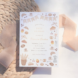 Foil Cafe Bebe Watercolor Baby Shower Folie Uitnodiging