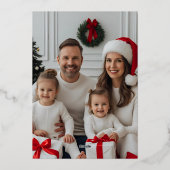 Foil Carte de Noël Modèle Photos Vacances Blanc (Verso)