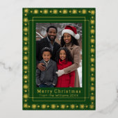 Foil Carte de vacances 2 Photo Famille Noël Vert (Recto)