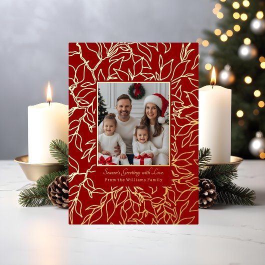 Foil Cartes de Noël Famille Modèle 2 Photos