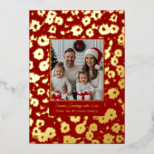 Foil Cartes de Noël Modèle 2 Fleurs de photos Roug (Recto)