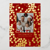 Foil Cartes de Noël Modèles 2 Photos Floral Rouge (Recto)