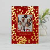 Foil Cartes de Noël Modèles 2 Photos Floral Rouge (Debout devant)