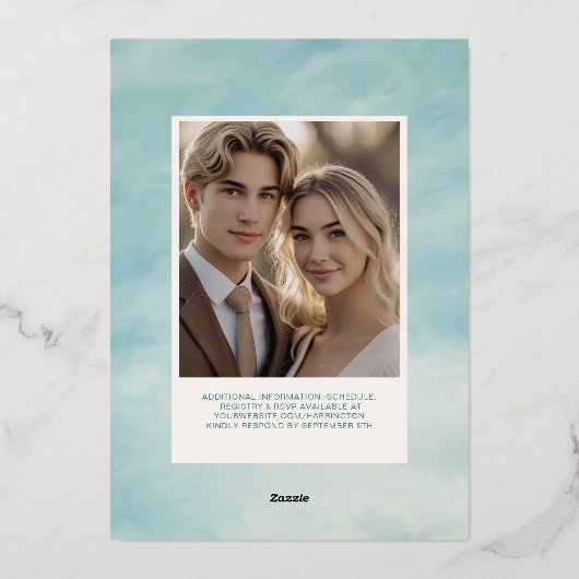 Foil Clouds & Sky Boho Serene Faire-part de mariag (Verso)