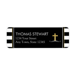 Foil Cross Trio Striped Religieuze Adresetiketten Etiket