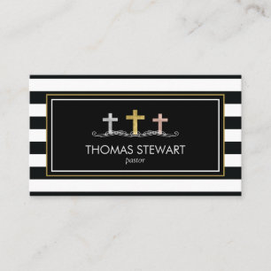 Foil Cross Trio Striped Religious Visitekaartje