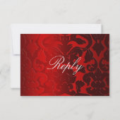 Foil Damask Red Reply Card RSVP Kaartje (Achterkant)