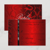 Foil Damask Red Reply Card RSVP Kaartje (Voorkant / Achterkant)