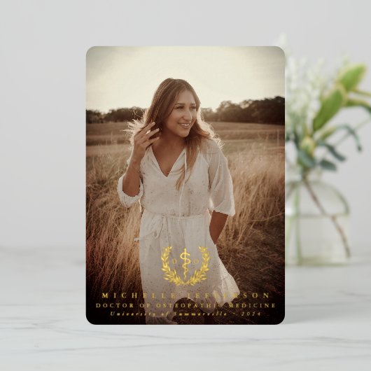 Foil DO Asclepius Graduation Faire-part photo (Debout devant)