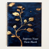 Foil-Embossed Velvet Texture | Luxe Crest on Navy  Planner (Voorkant)