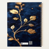 Foil-Embossed Velvet Texture | Luxe Crest on Navy  Planner (Achterkant)