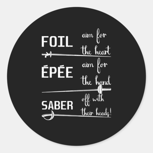 Foil Epee Saber Definition Fencing Ronde Sticker (Voorkant)