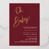 FOIL Festive Bourgogne Red Baby shower Invitation (Recto)
