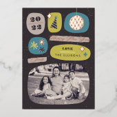 Foil Festive Icônes Carte de Jour de l'An - Lime (Recto)