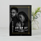 Foil Frame Photo Wedding Enregistrer la carte Date (Debout devant)