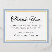 Foil frontière bleu pâle carte de remerciements de (Recto)