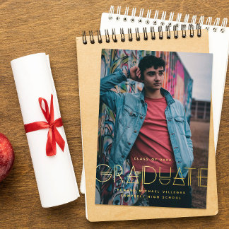 Foil Geo Grad Typography Graduation Announcement Folie Uitnodiging