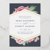 Foil géométrique Floral Enregistrer la carte de da (Recto)