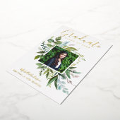 Foil Green Gold Photo Faire-part de graduation (Rotation)