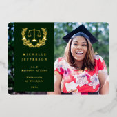 Foil + Green Law School Graduation Faire-part (Recto)