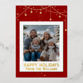 Foil Happy Holidays Carte de Noël Modern 2 Photo (Recto)