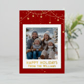 Foil Happy Holidays Carte de Noël Modern 2 Photo (Debout devant)