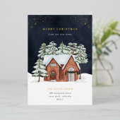 Foil Hiver Nuit Vacances Faire-part (Debout devant)
