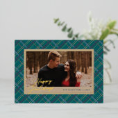 Foil Hiver Plaid Carte photo de vacances - Vert (Debout devant)