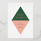 Foil Holiday Carte de Noël géométrique - Vert (Recto)