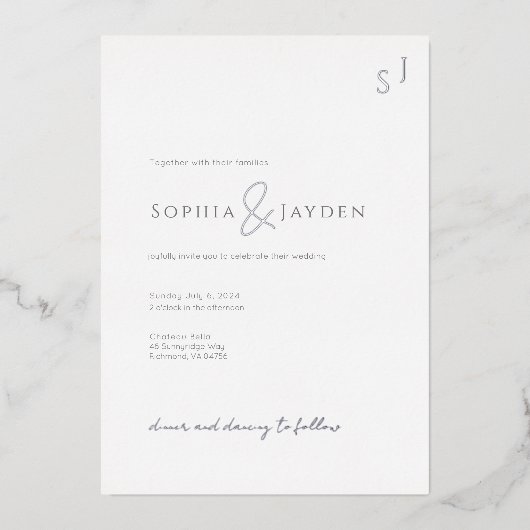 Foil Invitation Carte Plat Minimaliste Élégant (Recto)