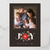 Foil Joy Flourish Carte photo de vacances - Brown (Recto)