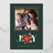 Foil Joy Flourish Carte photo de vacances - Vert (Recto)