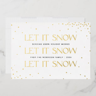 Foil Let it Neige Carte photo de vacances - Blanc