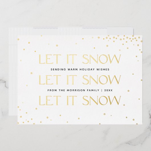 Foil Let it Neige Carte photo de vacances - Blanc (Enveloppe)