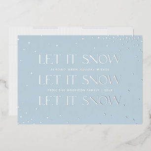Foil Let it Neige Carte photo de vacances - Bleu